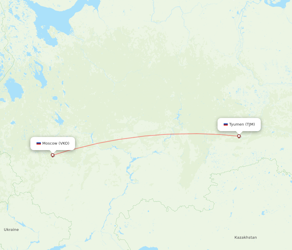 TJM to VKO flights and routes map