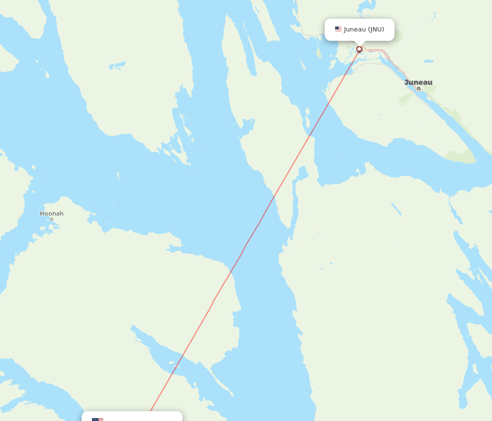 Tenakee Springs - Juneau route map and flight paths