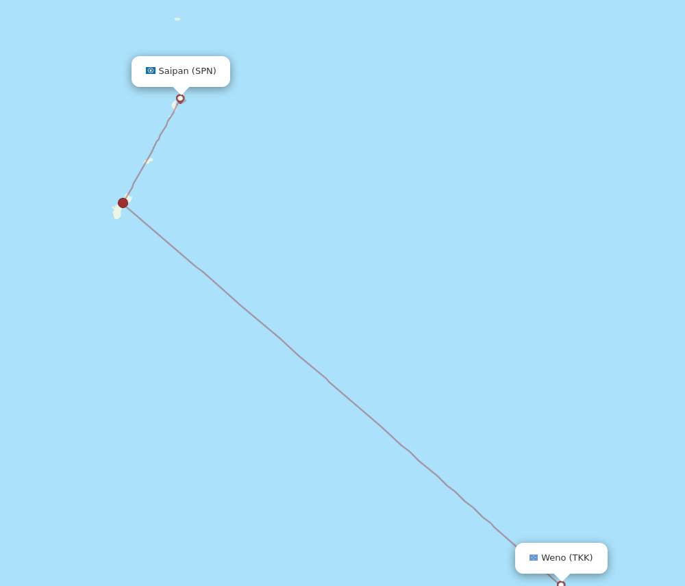TKK to SPN flights and routes map