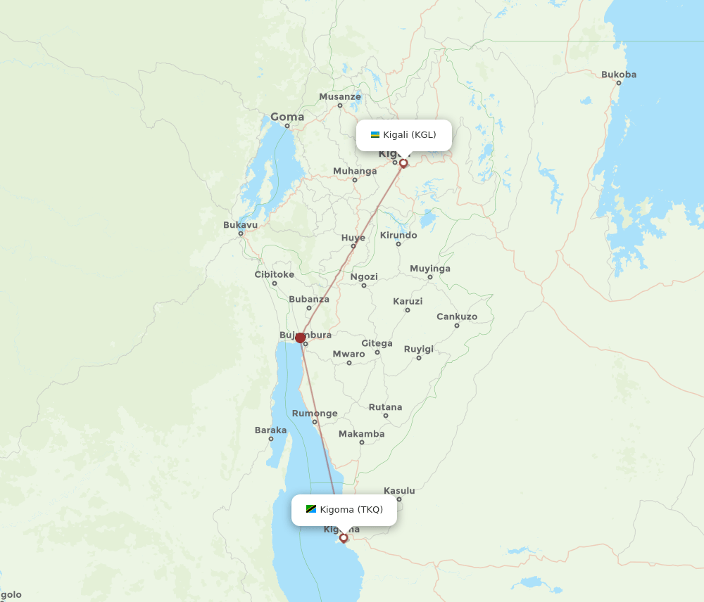 TKQ-KGL flight routes