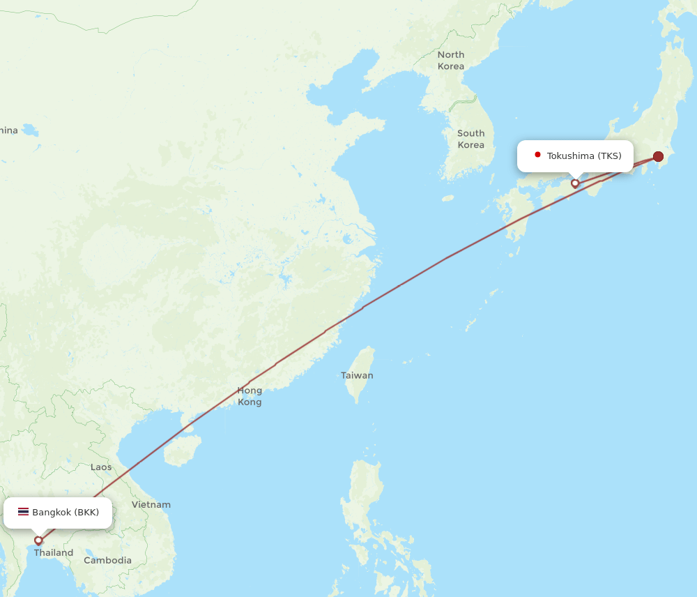 TKS-BKK flight routes