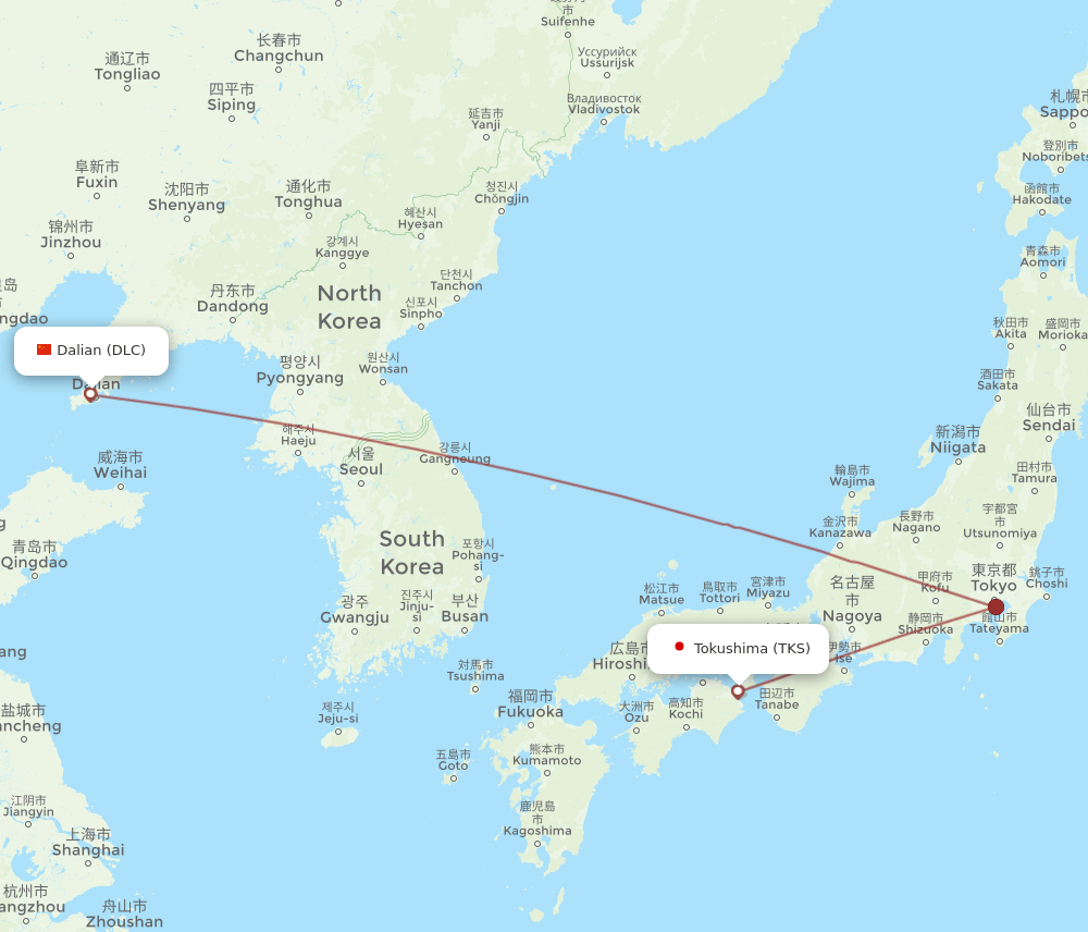 TKS-DLC flight routes