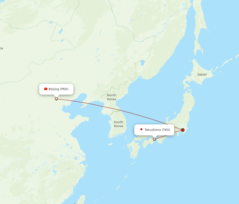 TKS to PEK flights and routes map