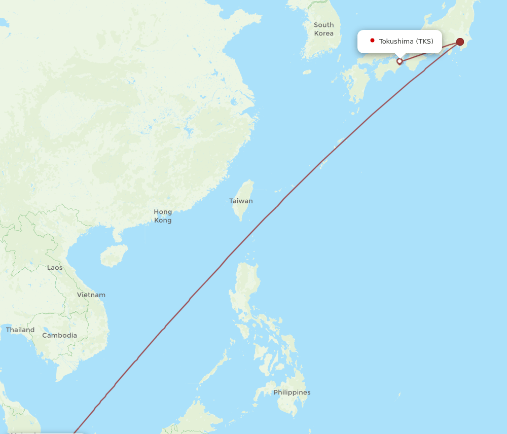 TKS-SIN flight routes
