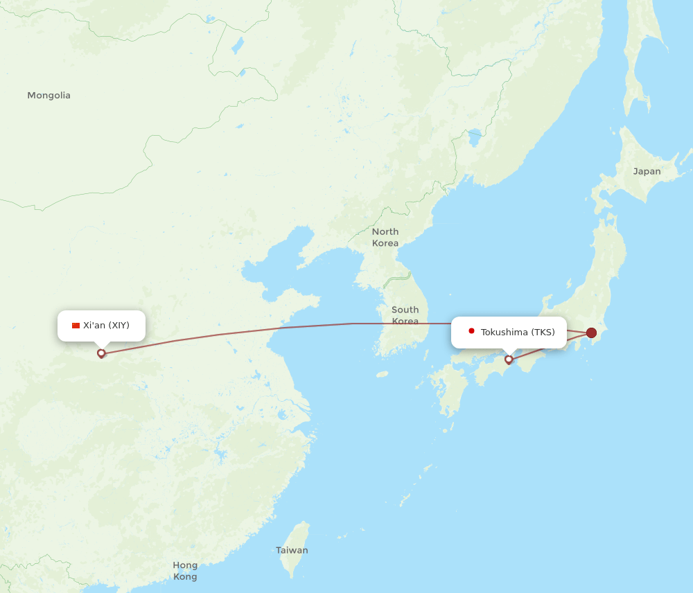 TKS-XIY flight routes