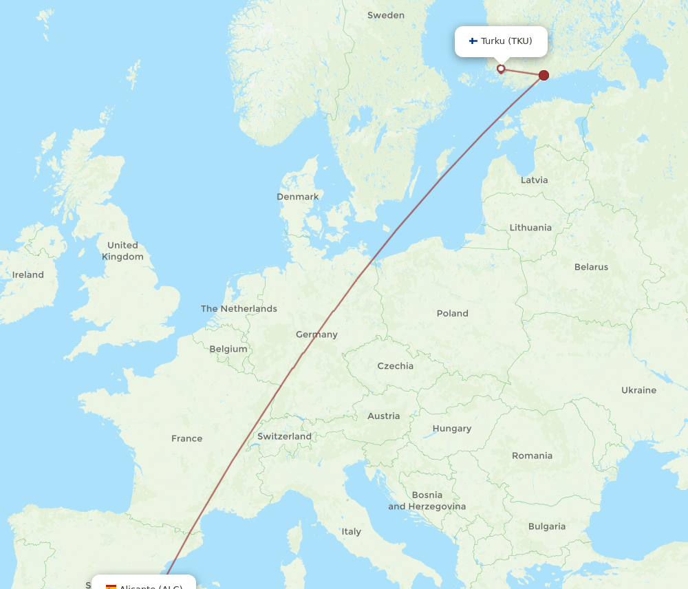 TKU-ALC flight routes
