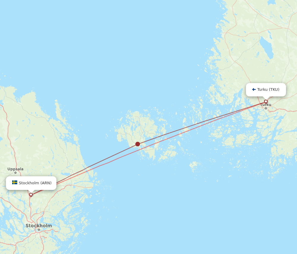 TKU to ARN flights and routes map