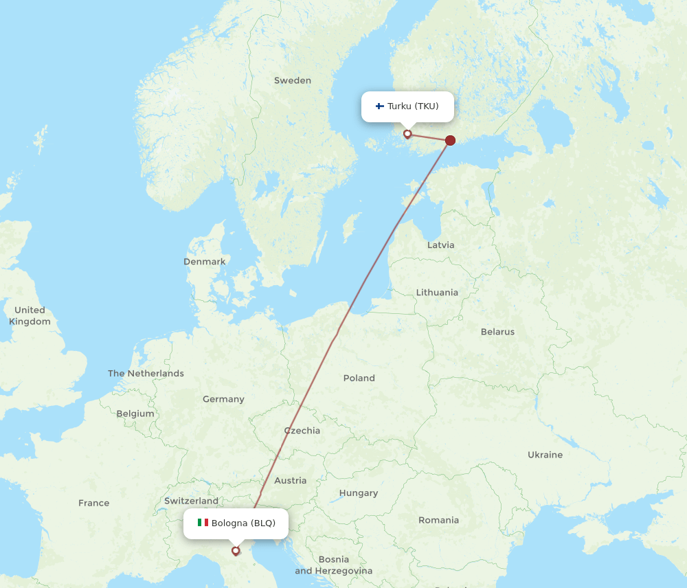 TKU-BLQ flight routes