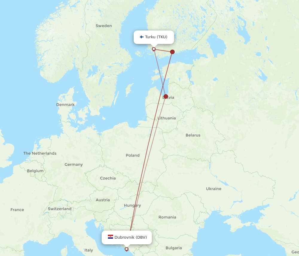 TKU-DBV flight routes