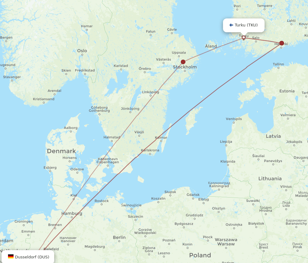 TKU-DUS flight routes