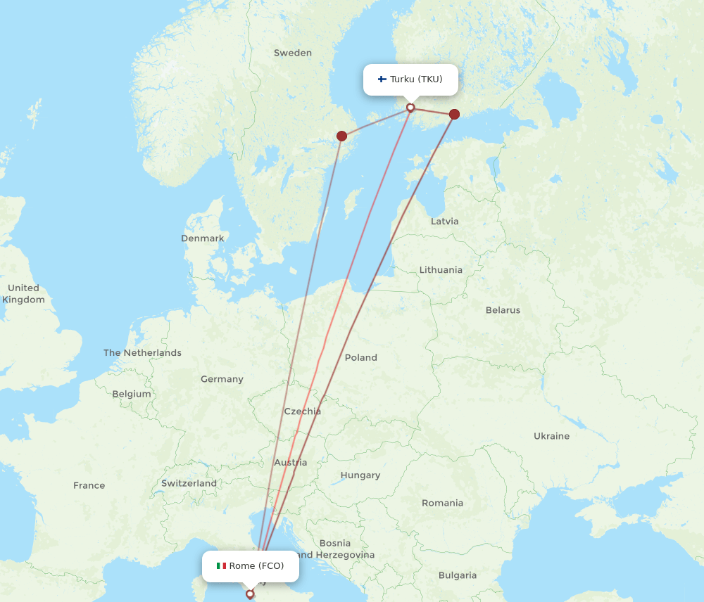 TKU-FCO flight routes