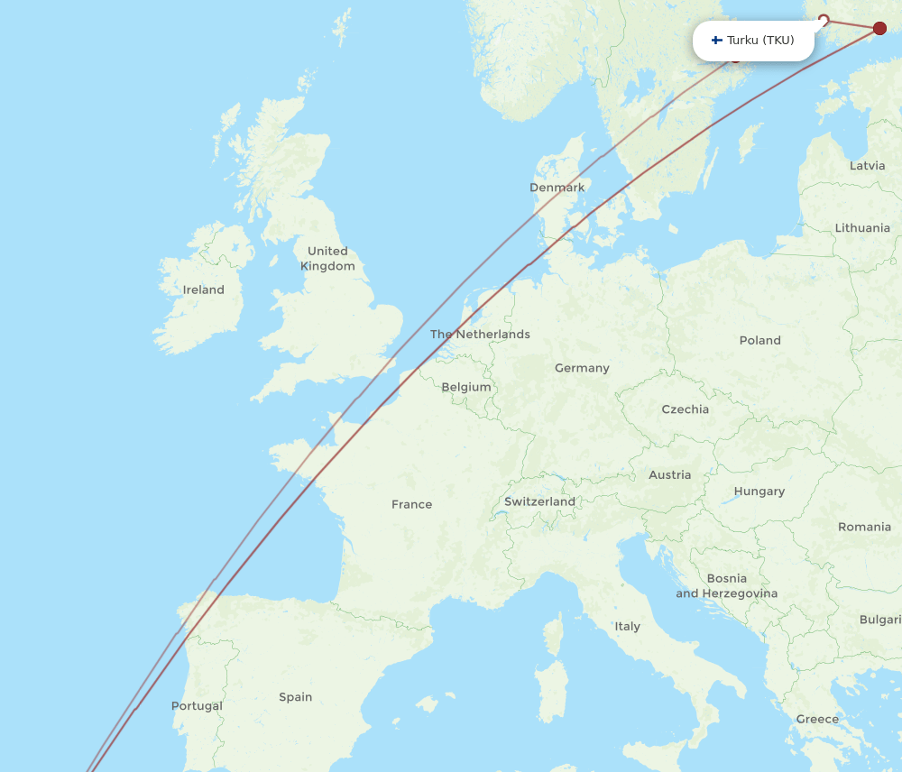 TKU-FNC flight routes