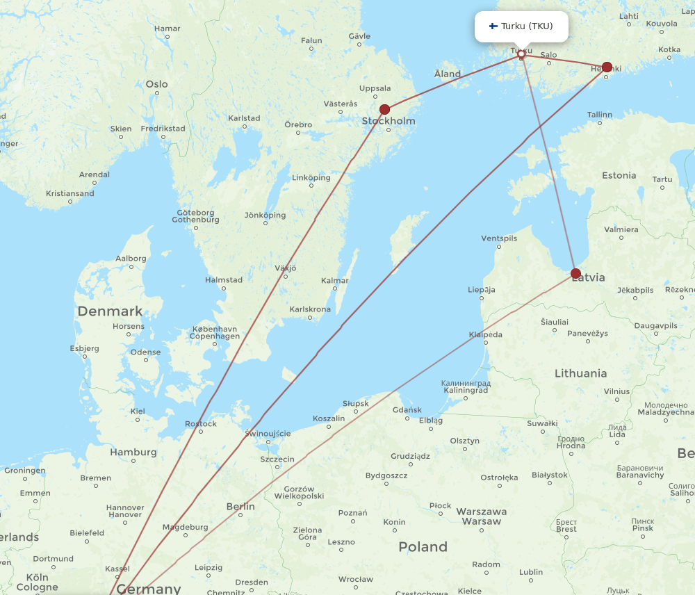 TKU-FRA flight routes