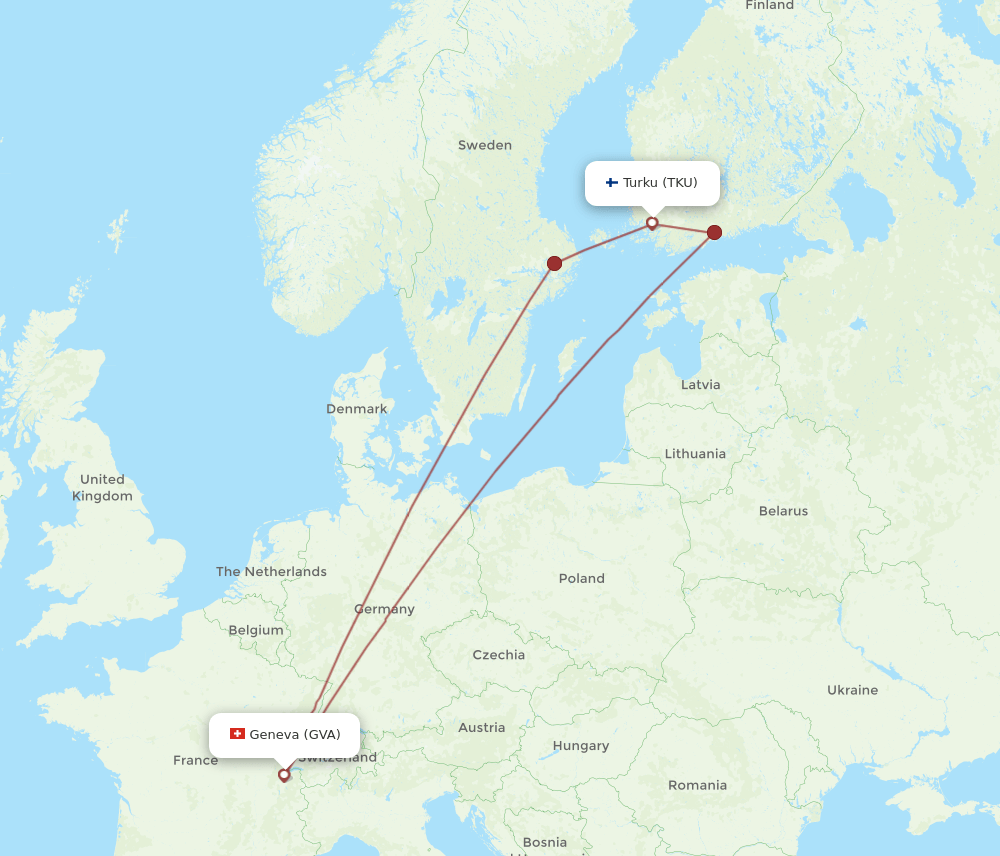 TKU-GVA flight routes