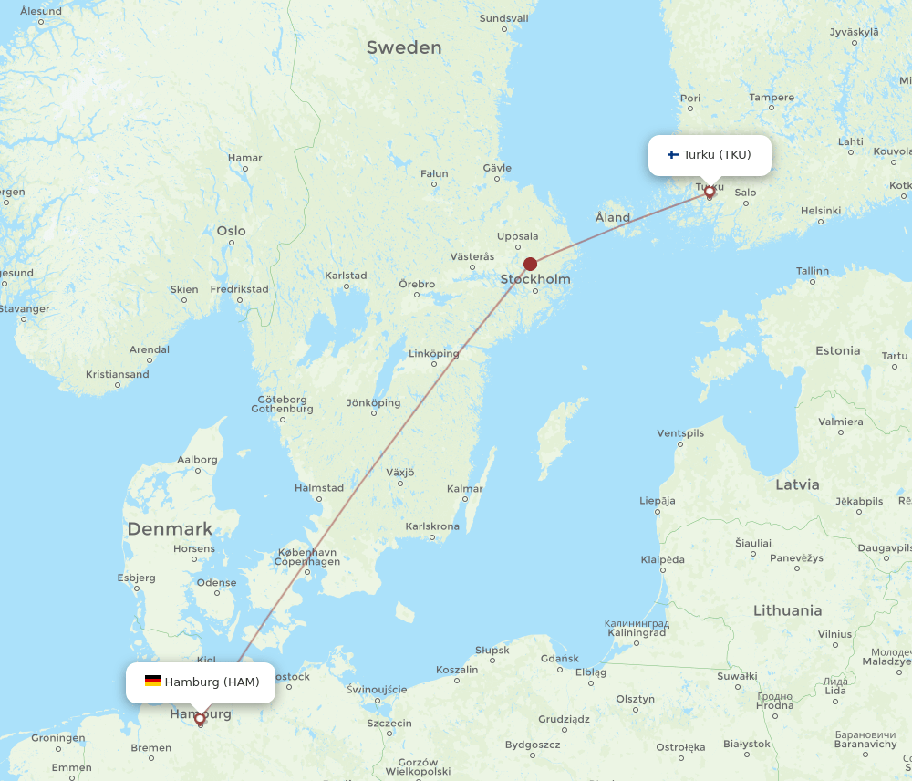 TKU-HAM flight routes