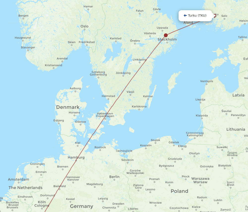 TKU-LUX flight routes