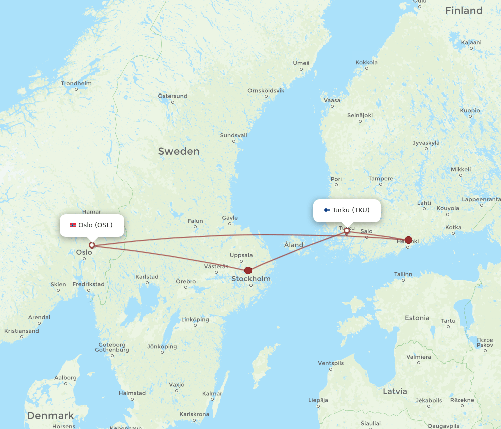 TKU-OSL flight routes