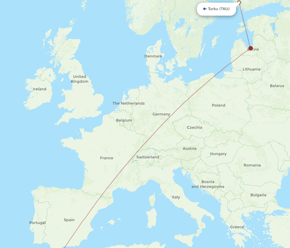TKU-RAK flight routes