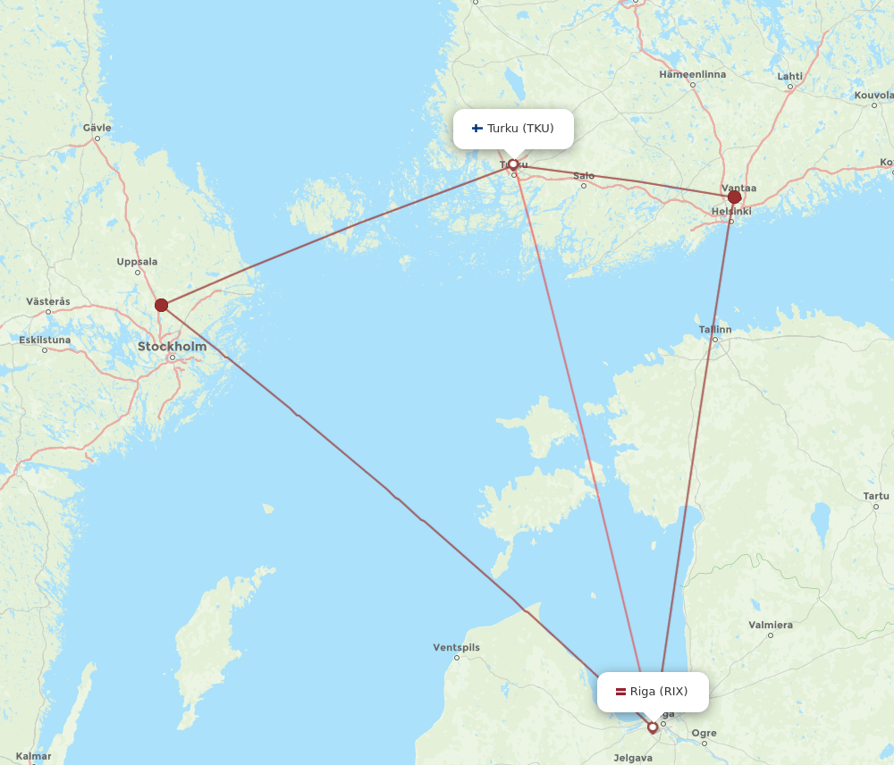 TKU-RIX flight routes