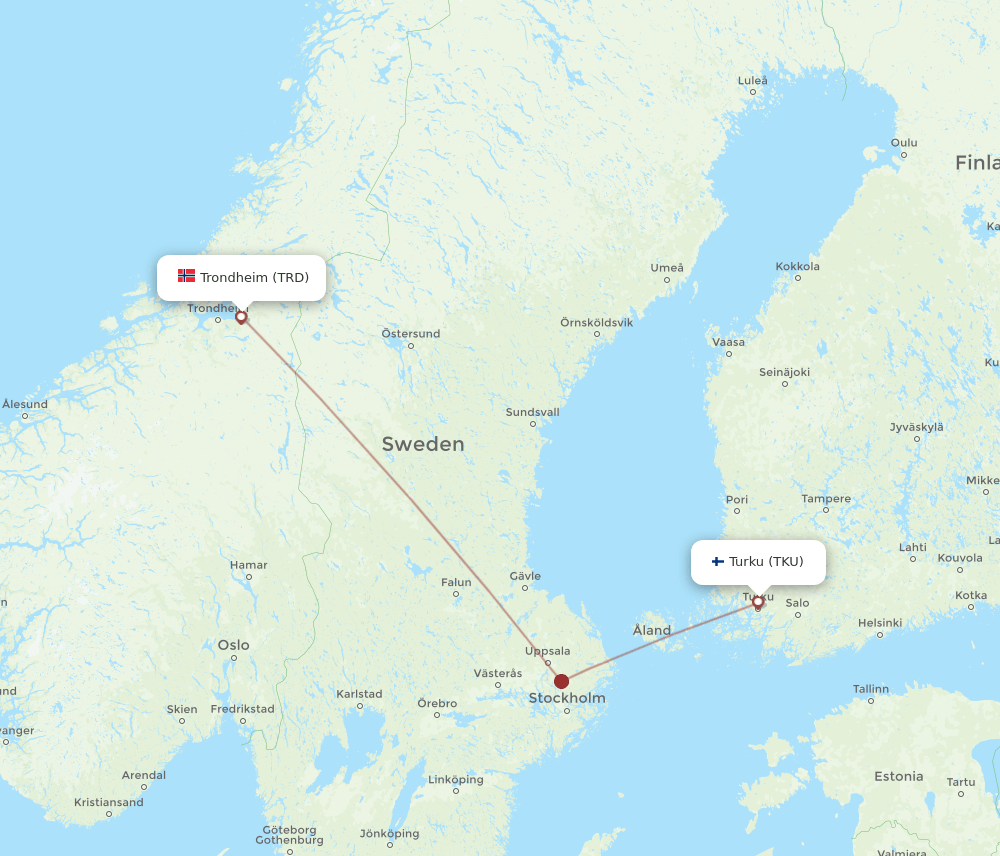 TKU-TRD flight routes