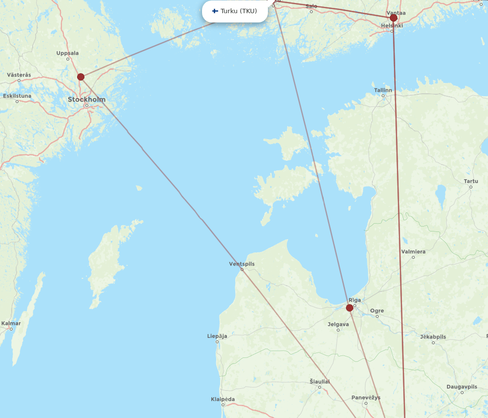TKU to VNO flights and routes map