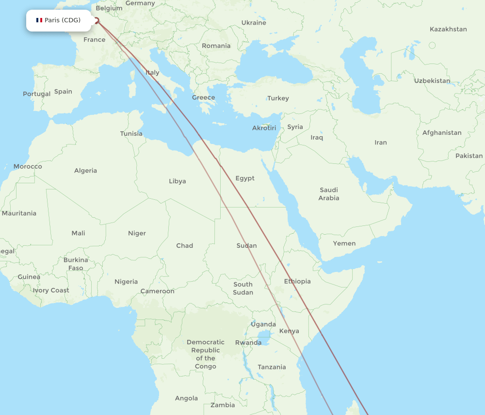 TLE-CDG flight routes