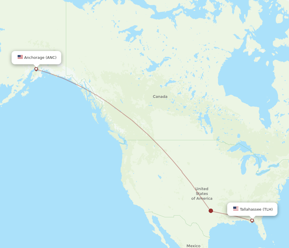 TLH to ANC flights and routes map