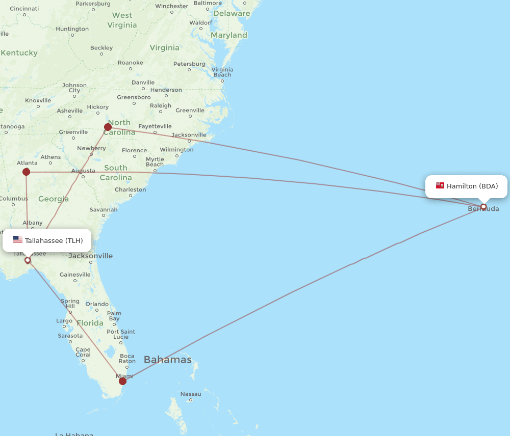 TLH-BDA flight routes