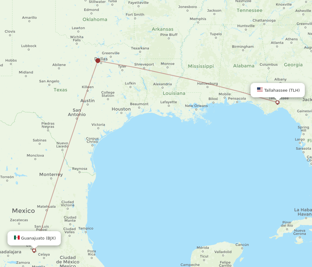 TLH-BJX flight routes