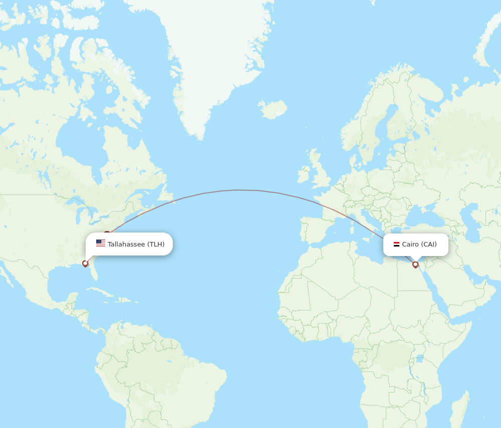 Cairo - Tallahassee route map and flight paths