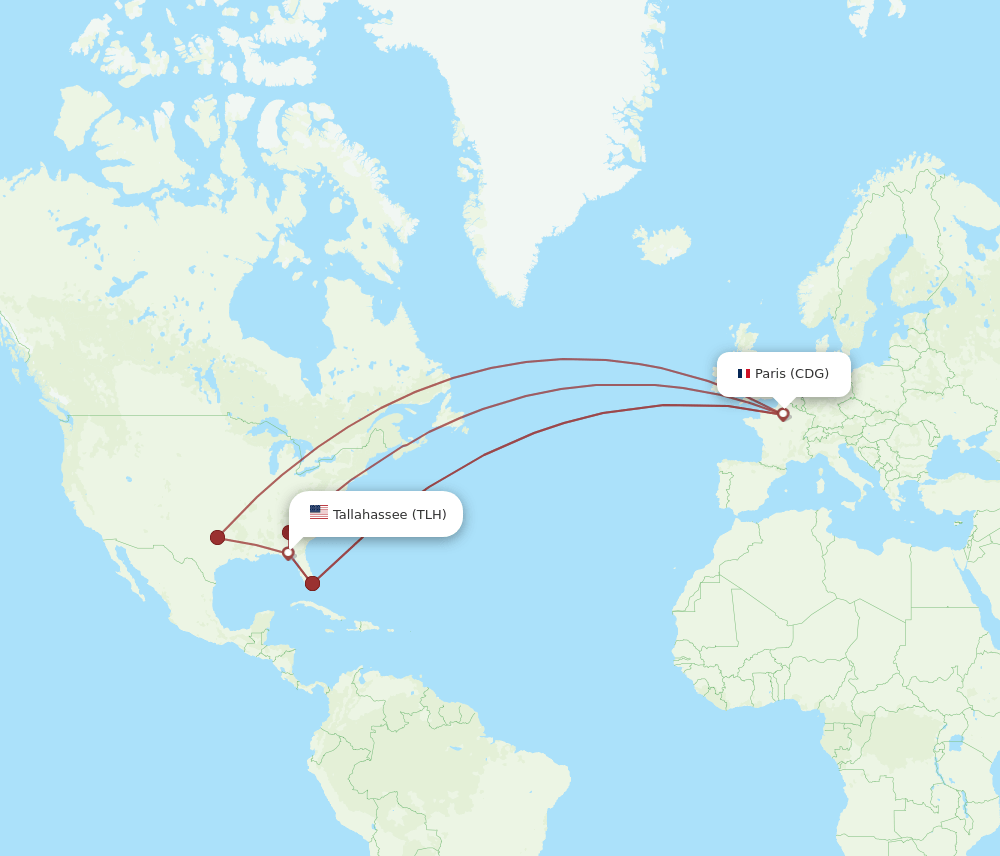 TLH-CDG flight routes