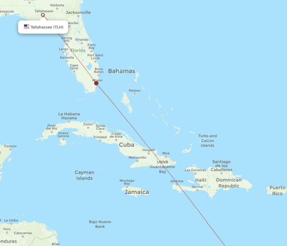 TLH-CUR flight routes