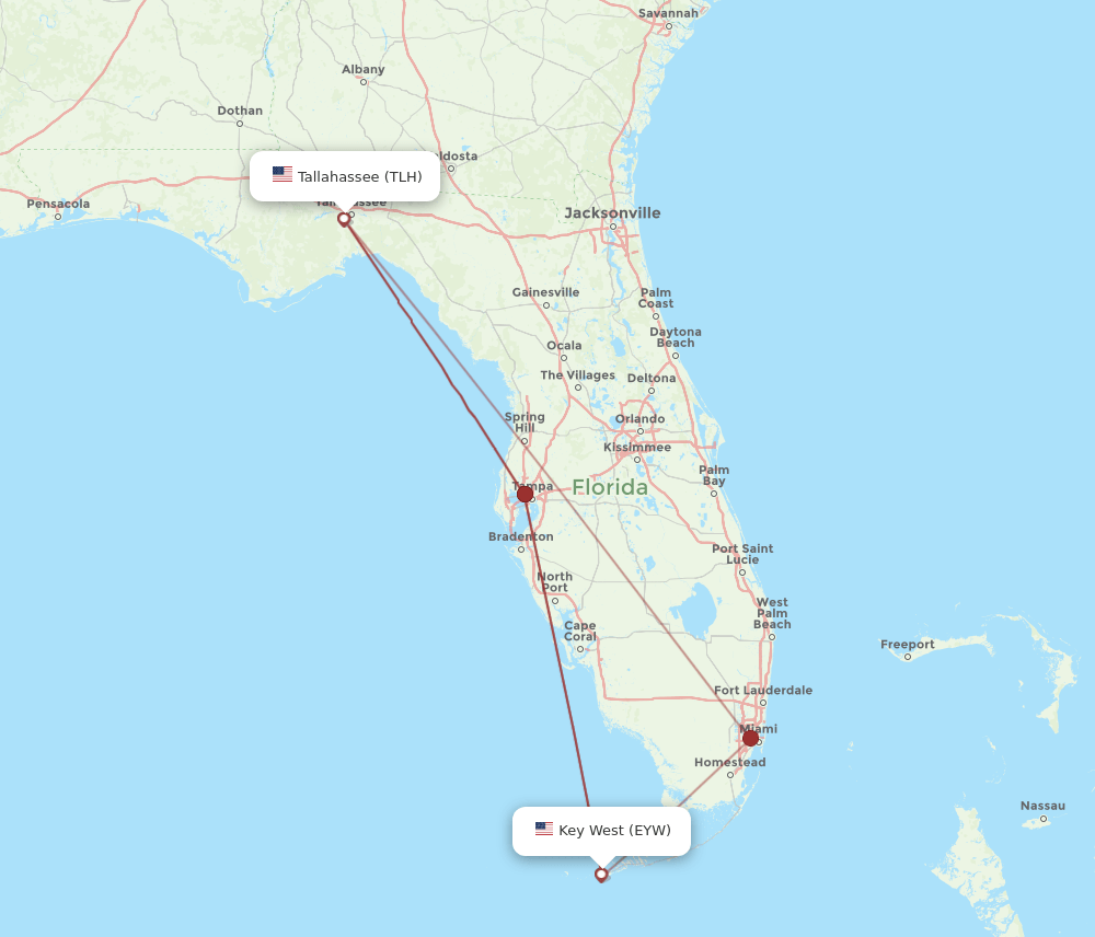 TLH-EYW flight routes