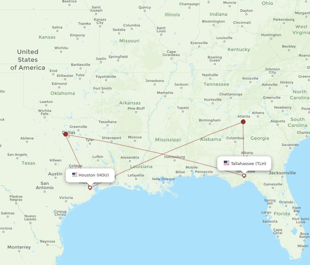 TLH-HOU flight routes