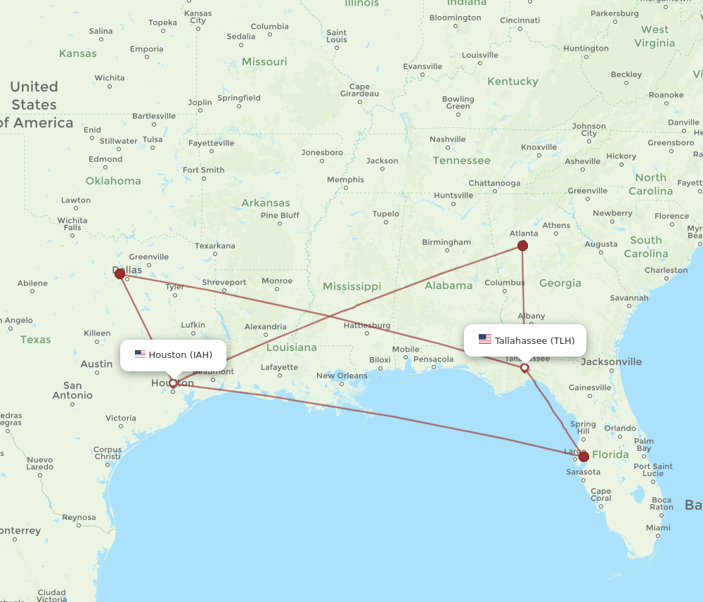 TLH-IAH flight routes