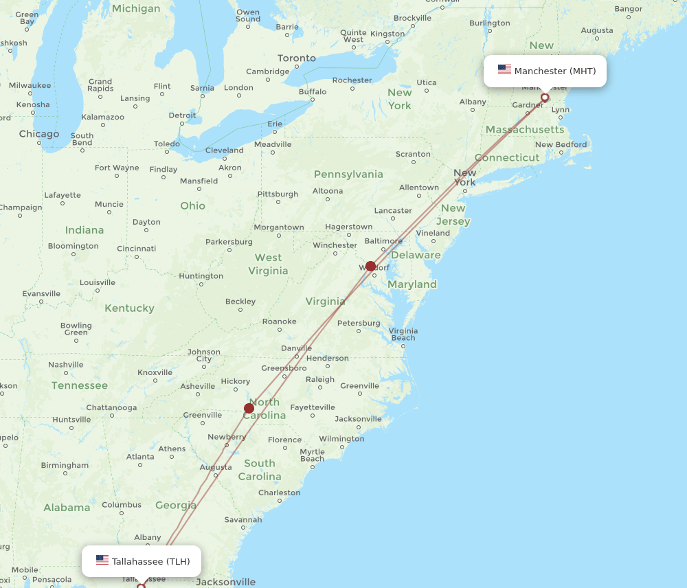 TLH-MHT flight routes