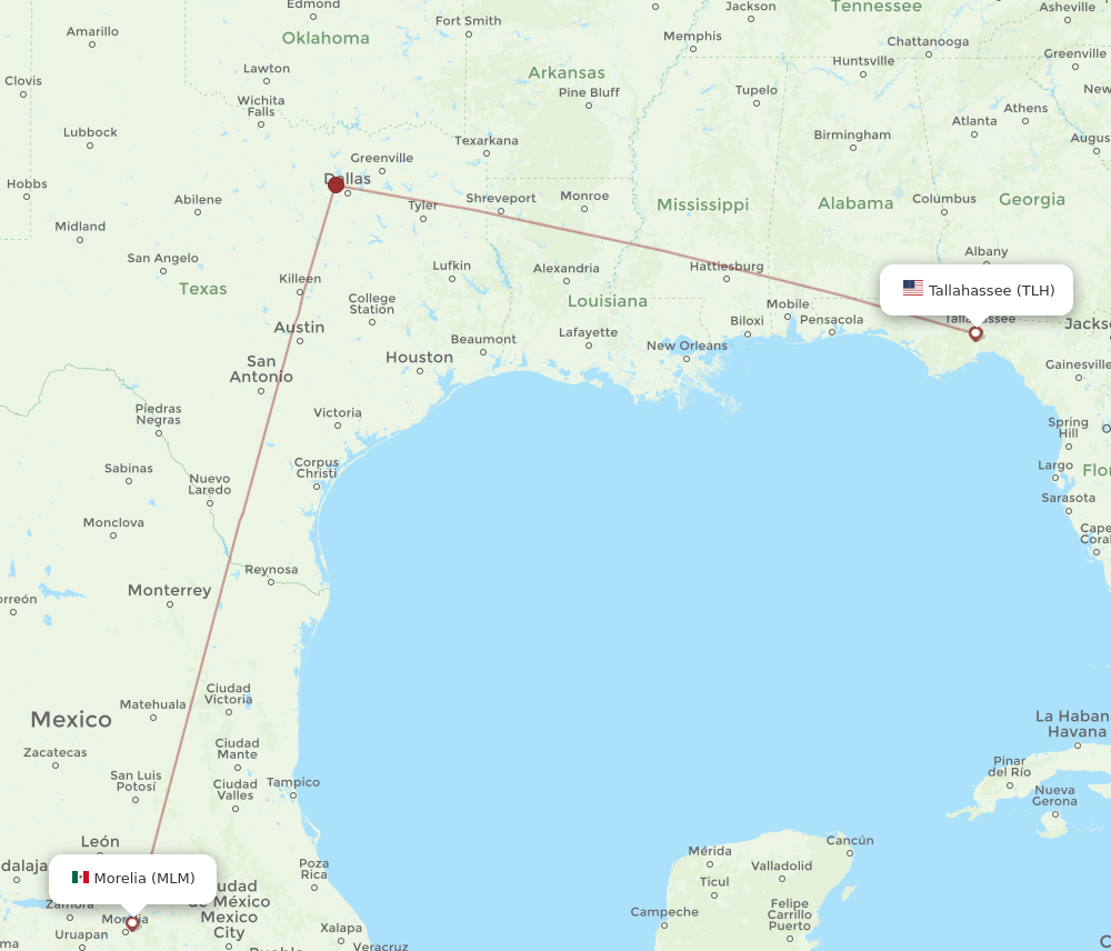 TLH-MLM flight routes