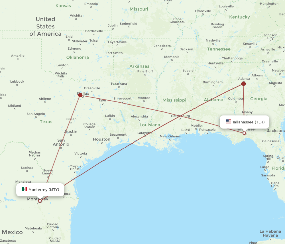 TLH-MTY flight routes