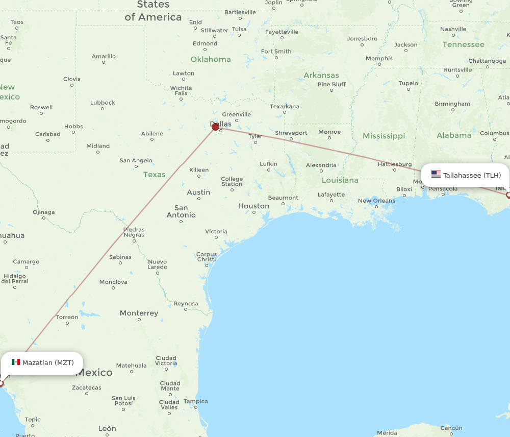 TLH-MZT flight routes