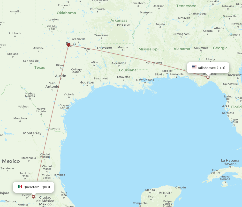 TLH-QRO flight routes