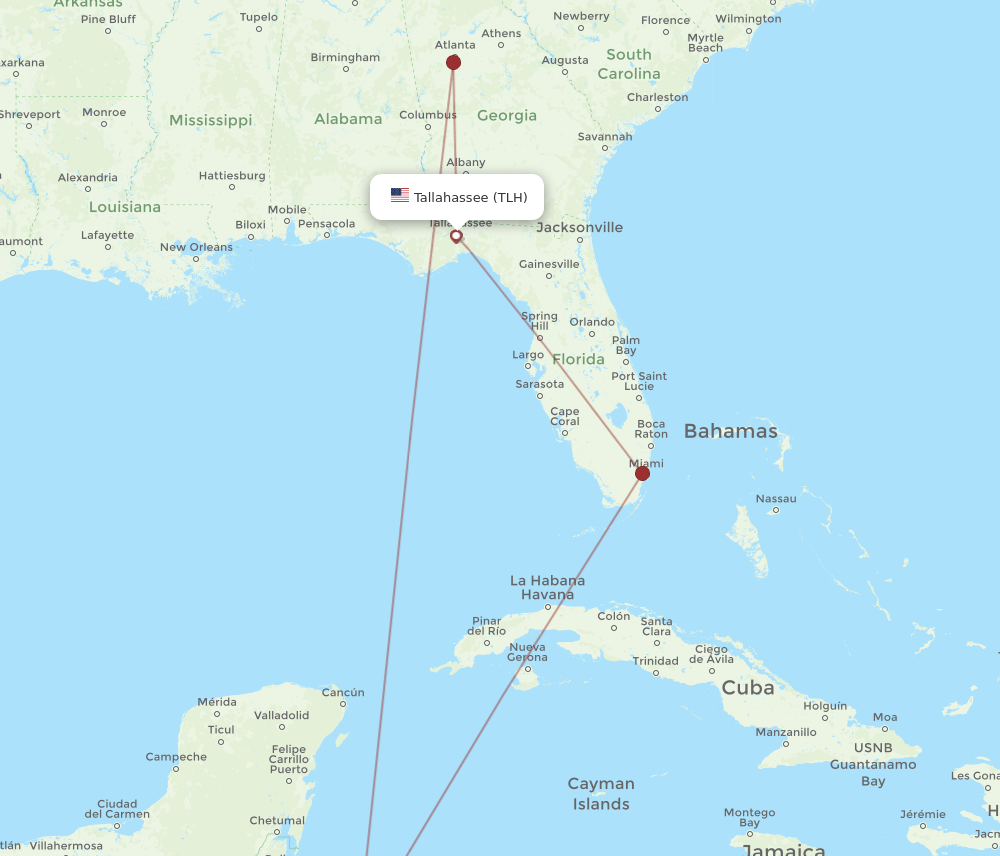 TLH-RTB flight routes