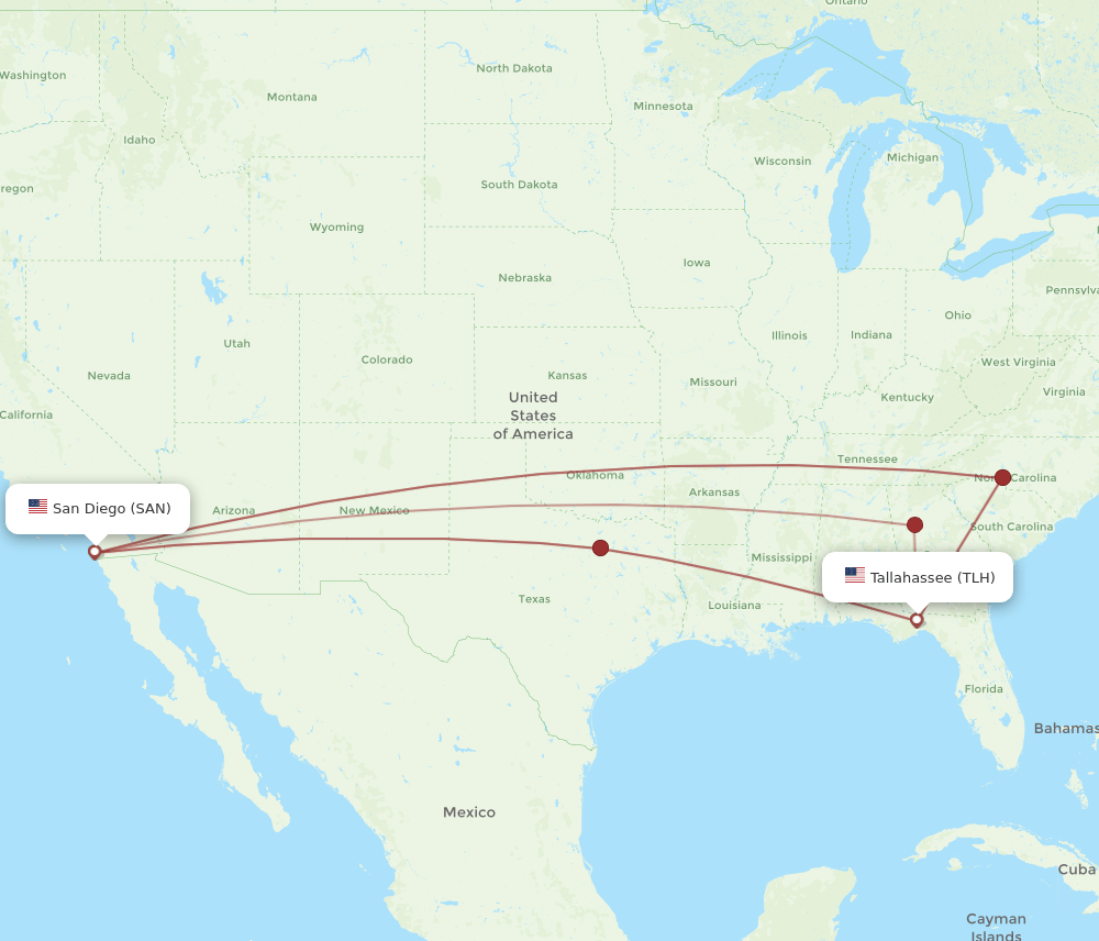 TLH-SAN flight routes