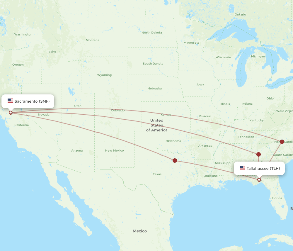 TLH-SMF flight routes