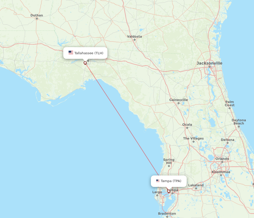 TLH to TPA flights and routes map