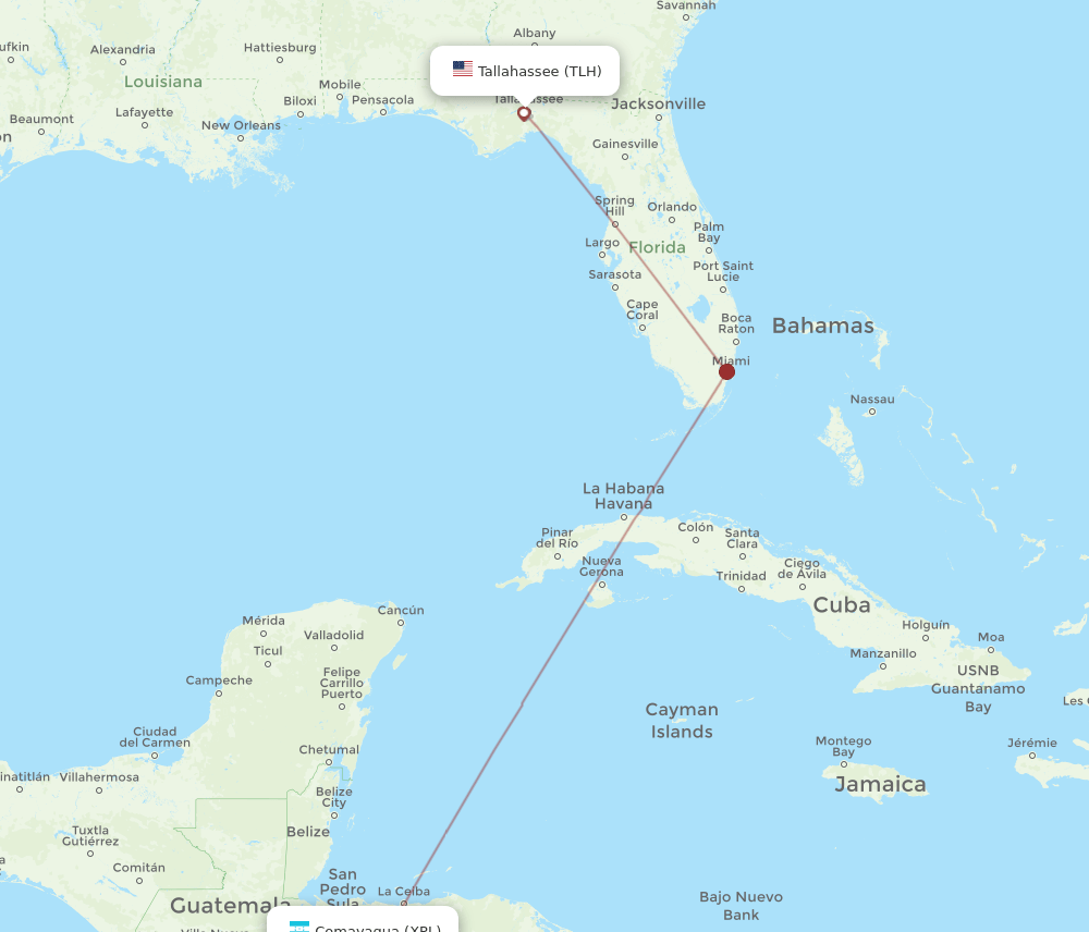 TLH-XPL flight routes
