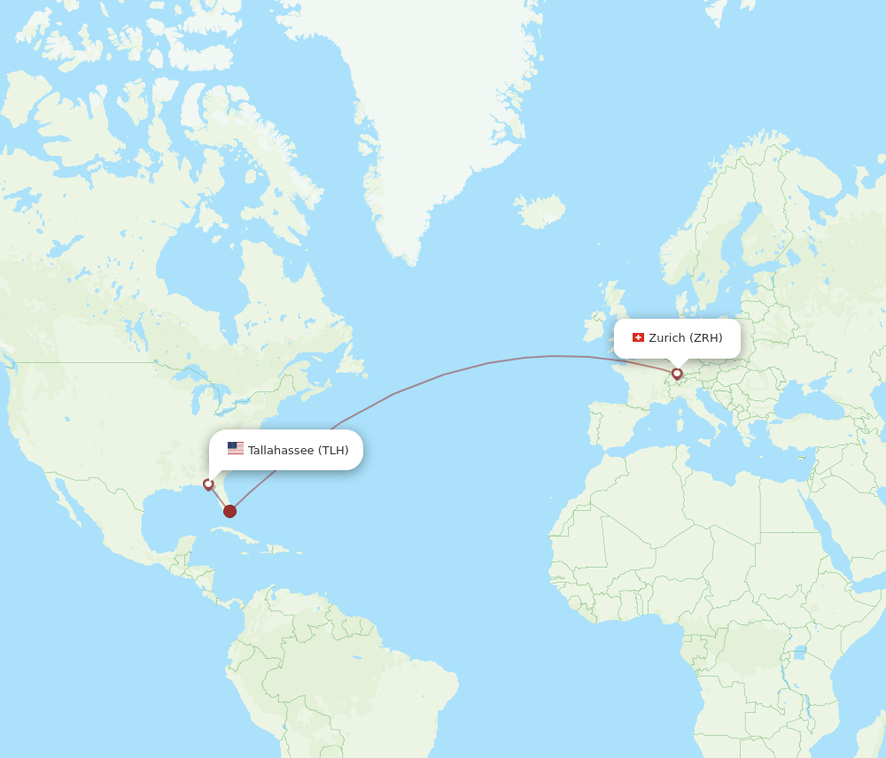 ZRH to TLH flights and routes map