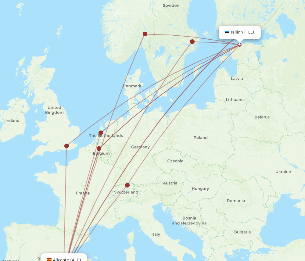 TLL-ALC flight routes