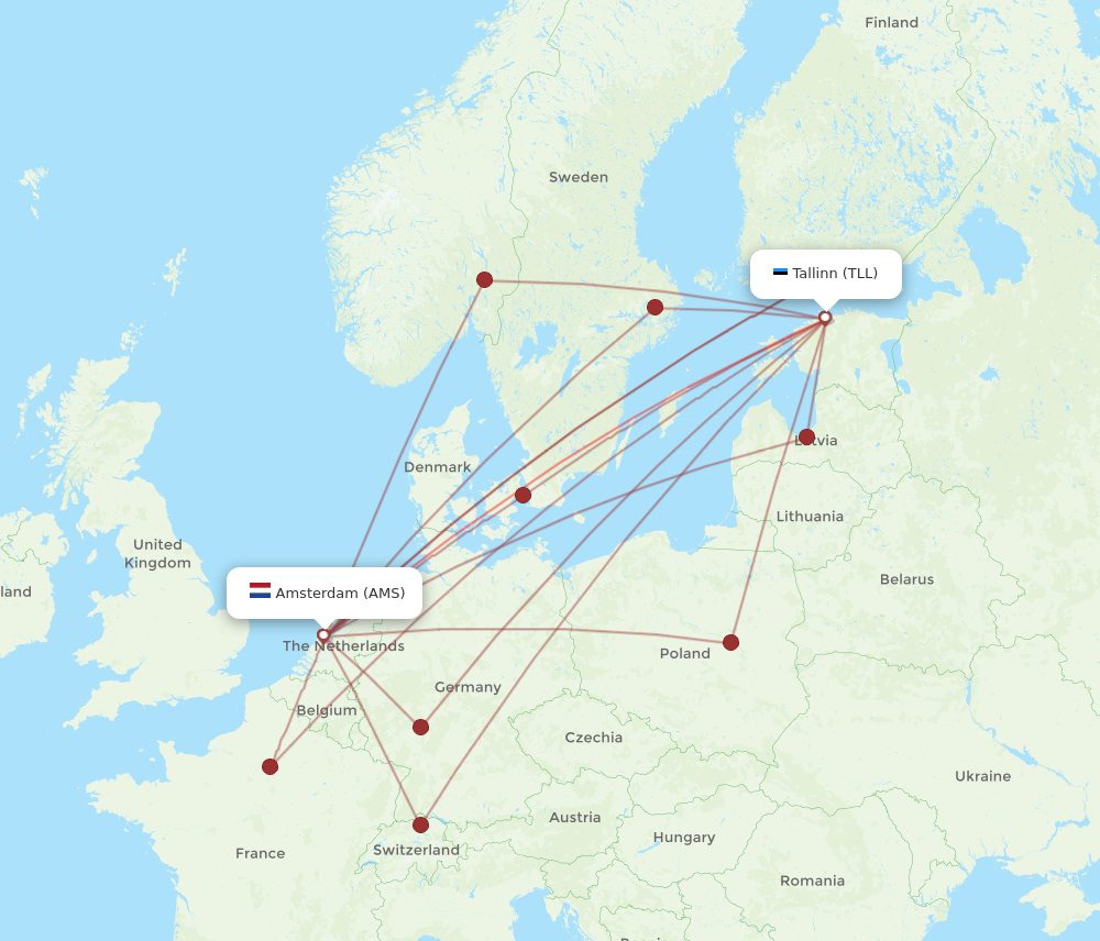 TLL to AMS flights and routes map