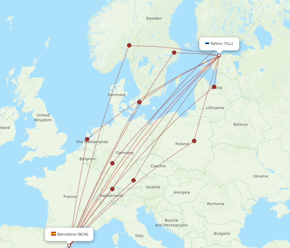 TLL-BCN flight routes