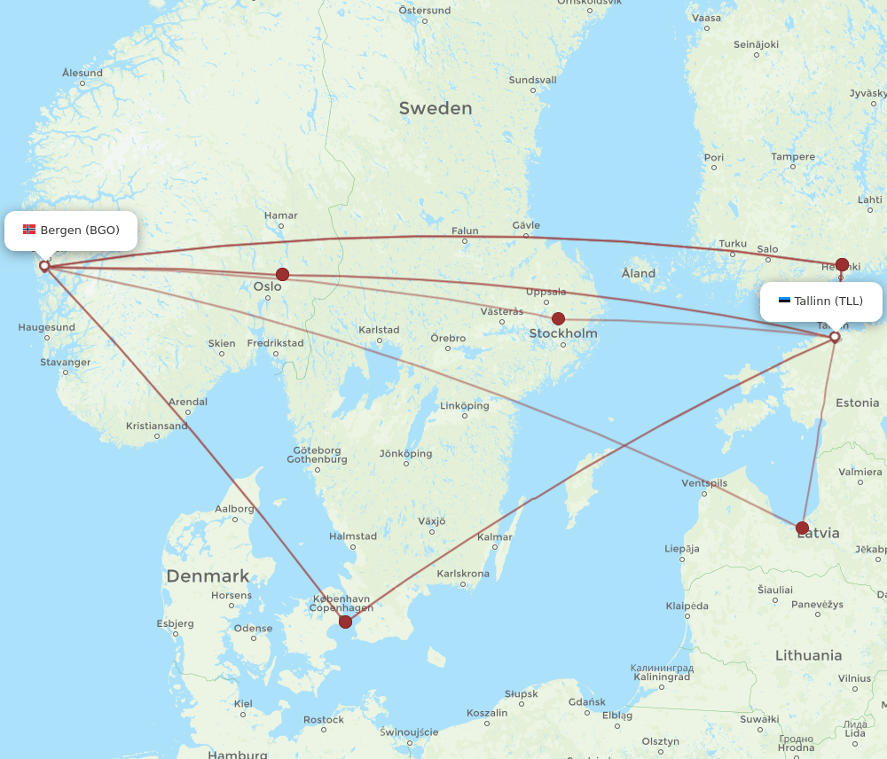 TLL-BGO flight routes